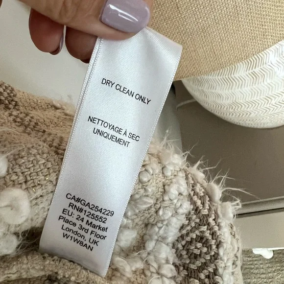 Anthropologie Dolan Cream Textured metallic fringed Jacket, sz L, - Picture 7 of 12